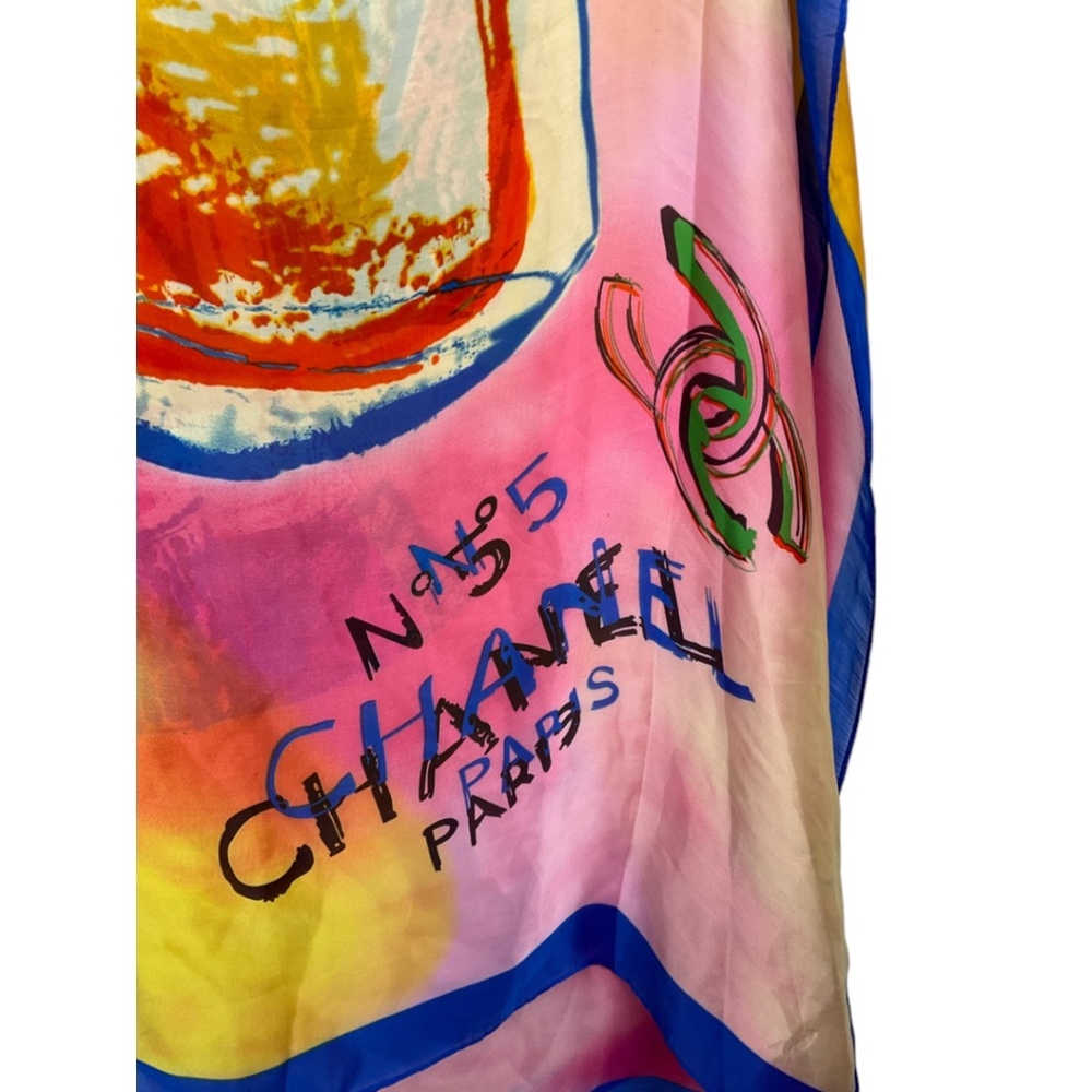 CHANEL Multicolor No.5 Perfume Bottle Silk Scarf - Picture 8 of 15